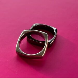 Silver and Black Stacked Square Rings